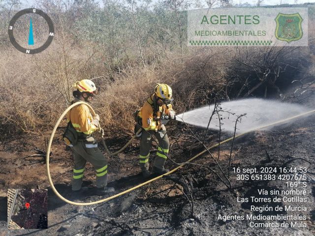 Efectivos adscritos al Plan Infomur apagan incendio agrícola en Las Torres de Cotillas